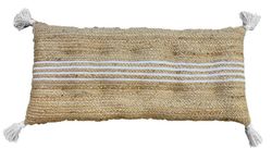 Cojin de banco en yute con rayas blancas de algodón 90X40 cm