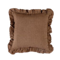 Cojín de lino y algodón marrón, 45 x 45 x 10 cm | Cocoa