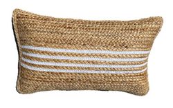 Cojin de yute con rayas blancas 30x50 cm
