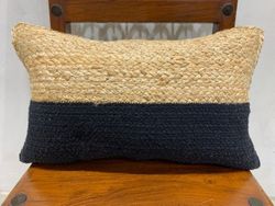 Cojin de yute y algodón negro 30x50 cm