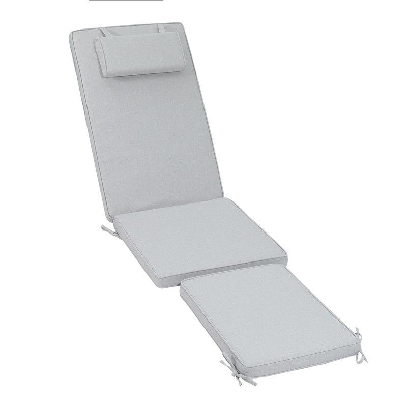 Cojín para tumbona Danao de tejido de olefina en gris claro, 50 x 50 - 55 - 80  x 5 cm | Mooma Confort