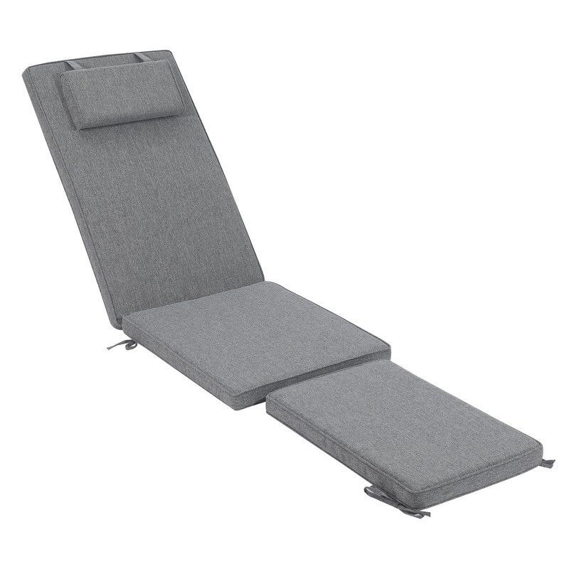 Cojín para tumbona Danao de tejido de olefina en gris oscuro, 50 x 50 - 55 - 80  x 5 cm | Mooma Confort