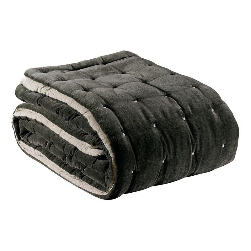 Colcha de algodón en grafito, 260 x 240 cm | Elise