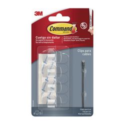 Colgador adhesivo transparente 3M serie Command. Ganchos Sujetacable(4Ud) Trans.Command