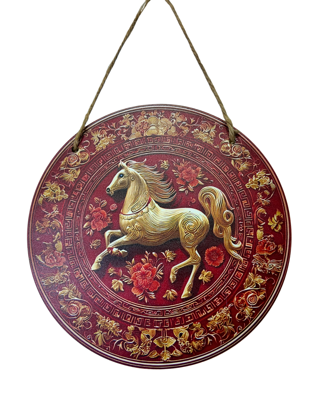 Colgador Caballo en Placa de Madera - Año Nuevo Chino