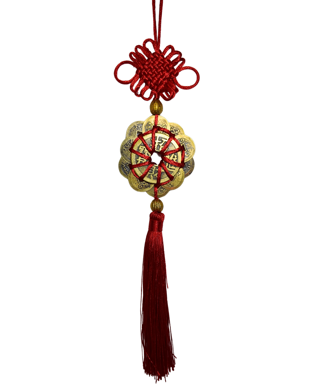Colgador Feng Shui de nudo chino y monedas chinas