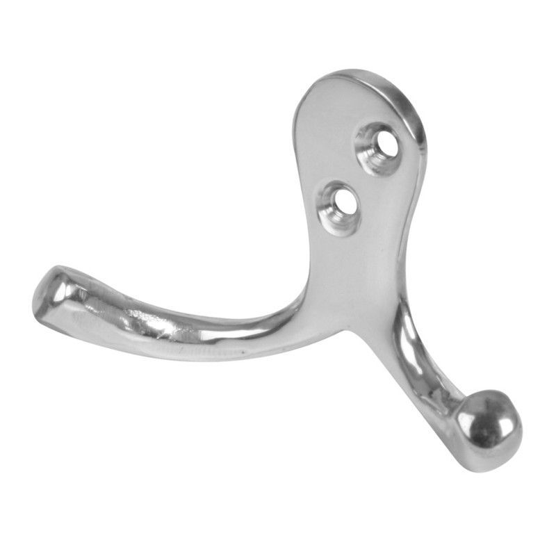 Colgador metálico. Colgador Doble Laton Niquel Mate