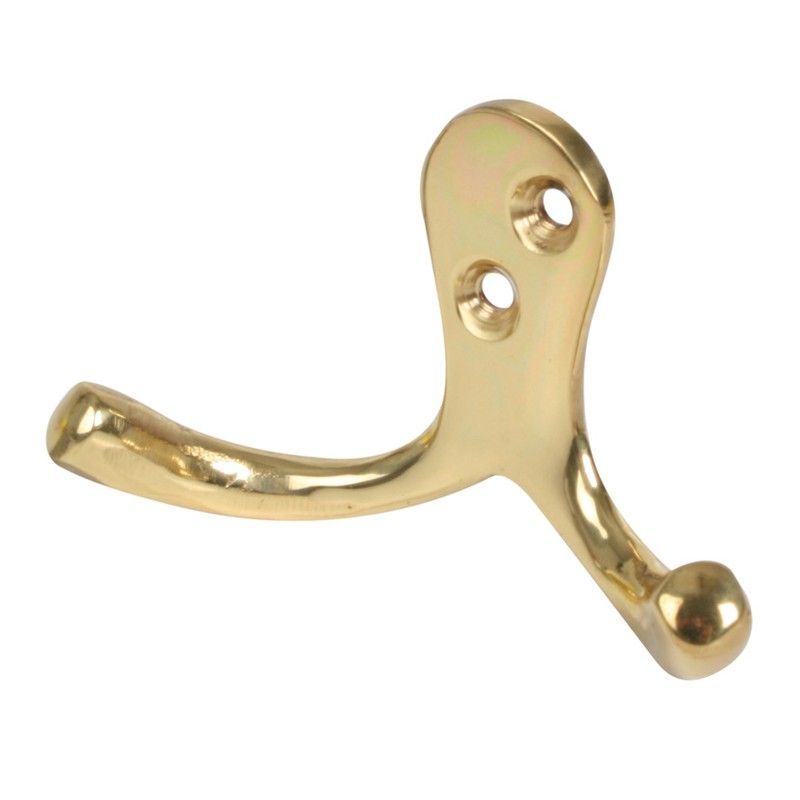 Colgador metálico. Colgador Doble Laton Pulido