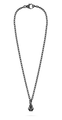 Colgante Acero Negro Hombre Philipp Plein PJPEA08NU Hexágono Logo PP Grabado
