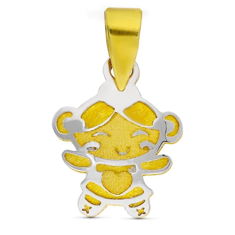 Colgante Bicolor Niña Oro 18kts 10x8 mm Bebe 15640-5