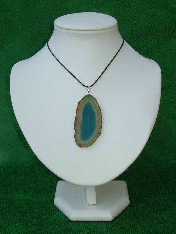 Colgante chapa Ágata Marrón Turquesa (6x3 cms)