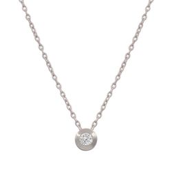 Colgante chatón de mujer en oro blanco 18k en el centro una circonita con talla brillante