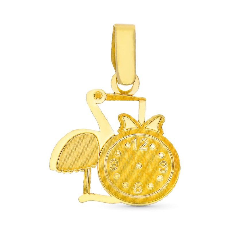Colgante Cigüeña Reloj Oro 18kts 11x13mm Bebe 16404