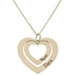 Colgante corazón con cadena en oro de 18Kilates con dos nombres