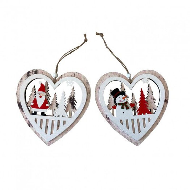 Colgante Corazon Navidad Santa-Muñeco 18Cm (2U.)