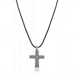Colgante de hombre Viceroy, cruz en acero y piel negra