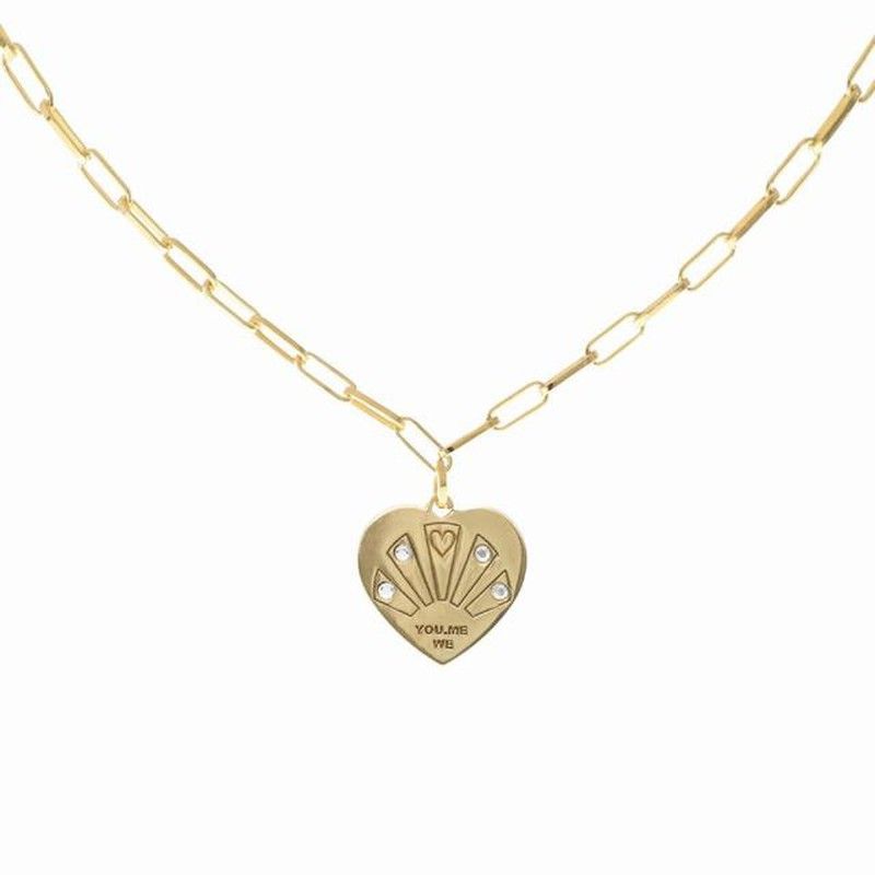 Colgante de plata de ley chapado en oro con corazón y circonitas