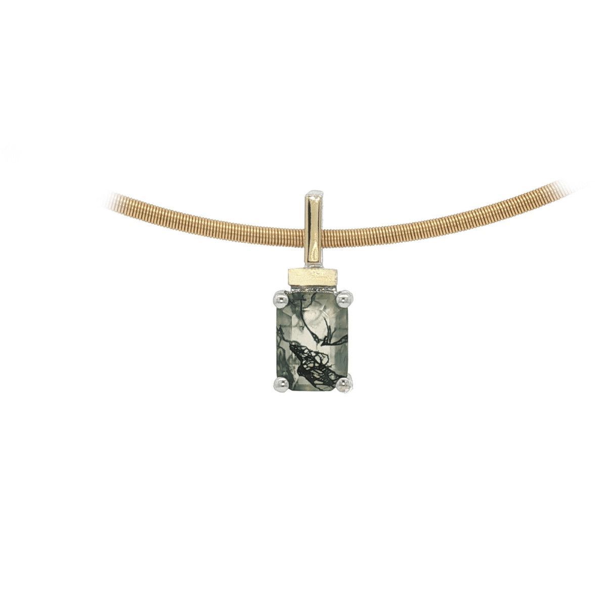 Colgante de plata, oro y ágata musgosa. 26250