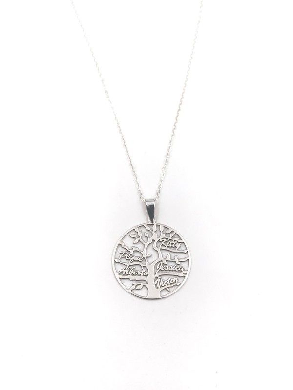 Colgante de plata rodiada con árbol de la vida personalizado