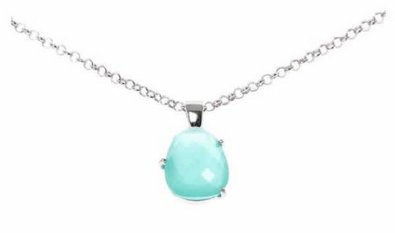 Colgante de plata rodiada con cristal verde azulado
