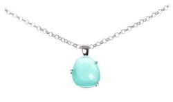 Colgante de plata rodiada con cristal verde azulado