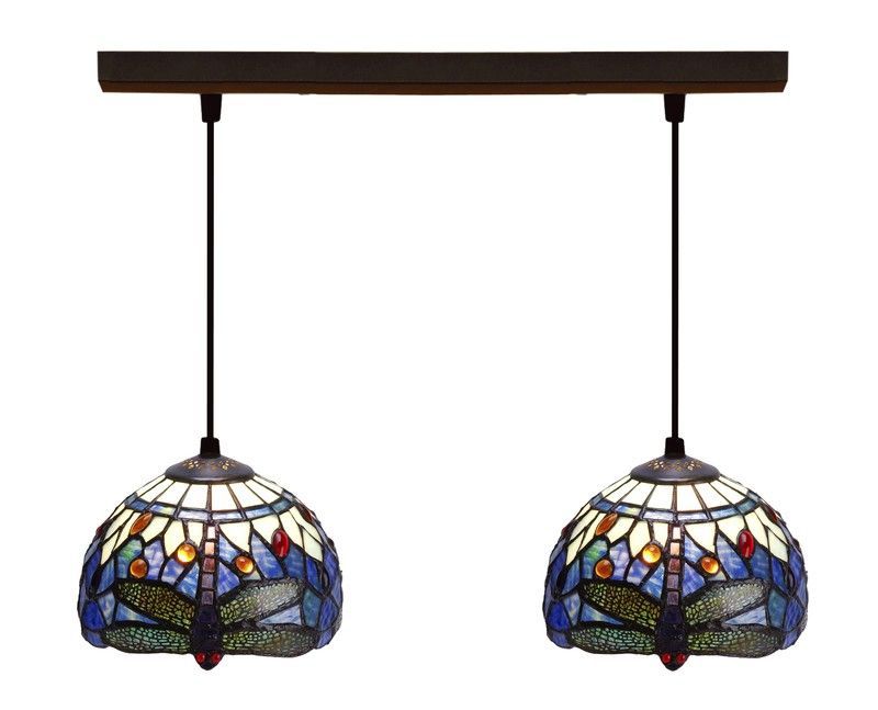 Colgante de techo con dos pantallas Tiffany Serie Belle Epoque d.20cm x 2