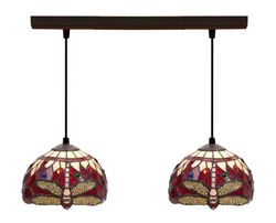 Colgante de techo con dos pantallas Tiffany Serie Belle Rouge  d.20cm