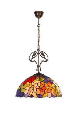 Colgante de techo mayor diámetro 40cm  con cadena y adorno fundición Tiffany Serie Güell