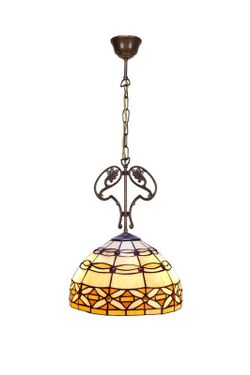 Colgante de techo mediano diámetro 30cm  con cadena y adorno fundición Tiffany Serie Marfíl
