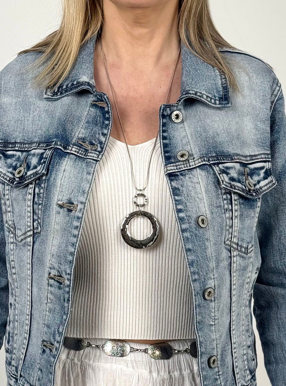 Colgante doble aro silver