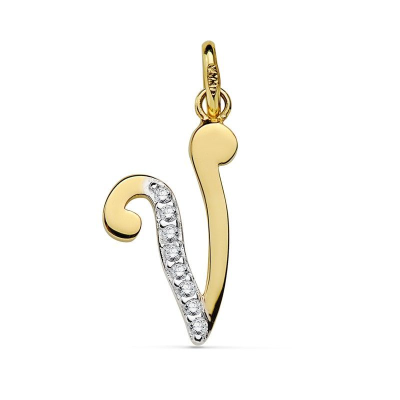 Colgante Letra V Oro 18kts Circonitas 16740-V