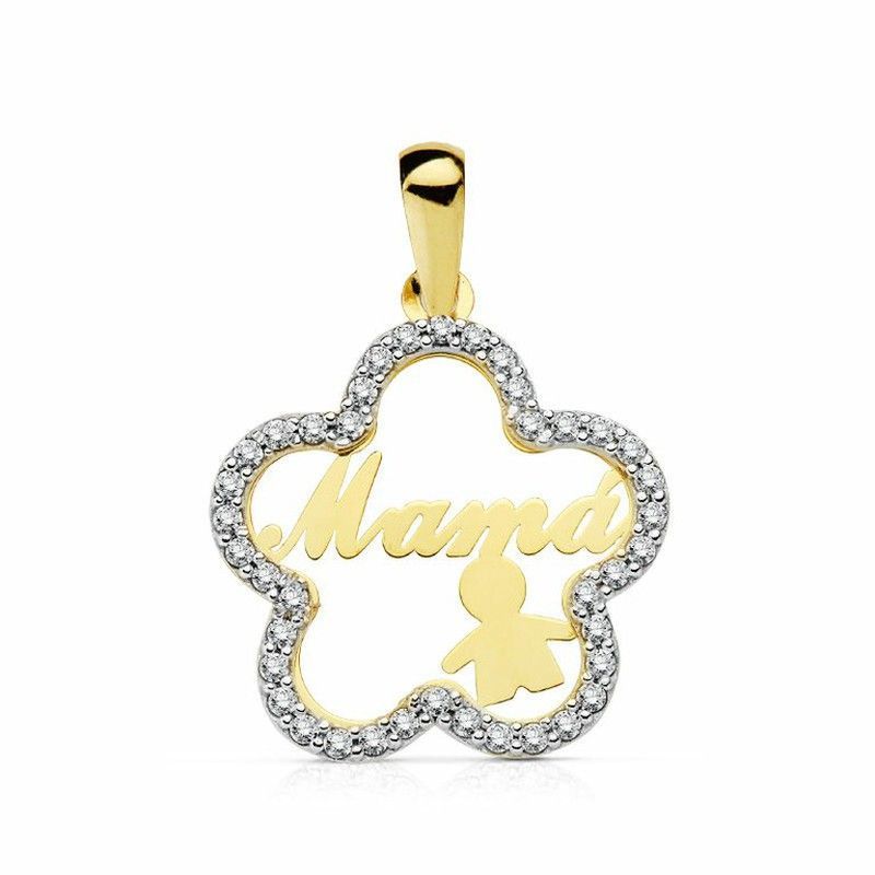 Colgante Mama Flor Oro 18kts 18mm 16835 Niño