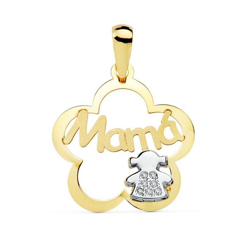 Colgante Mama Flor Oro 18kts 18mm 16939