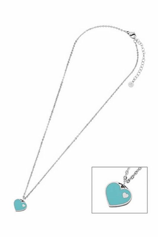 Colgante Marea de acero con esmalte turquesa en forma corazón
