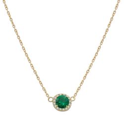 Colgante mujer en oro 18K piedra central crisopas verde y cerco de circonitas