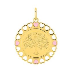 Colgante Oro 9kts Argyor MRM (9)397574.00 Disco Árbol De La Vida Esmalte Rosa