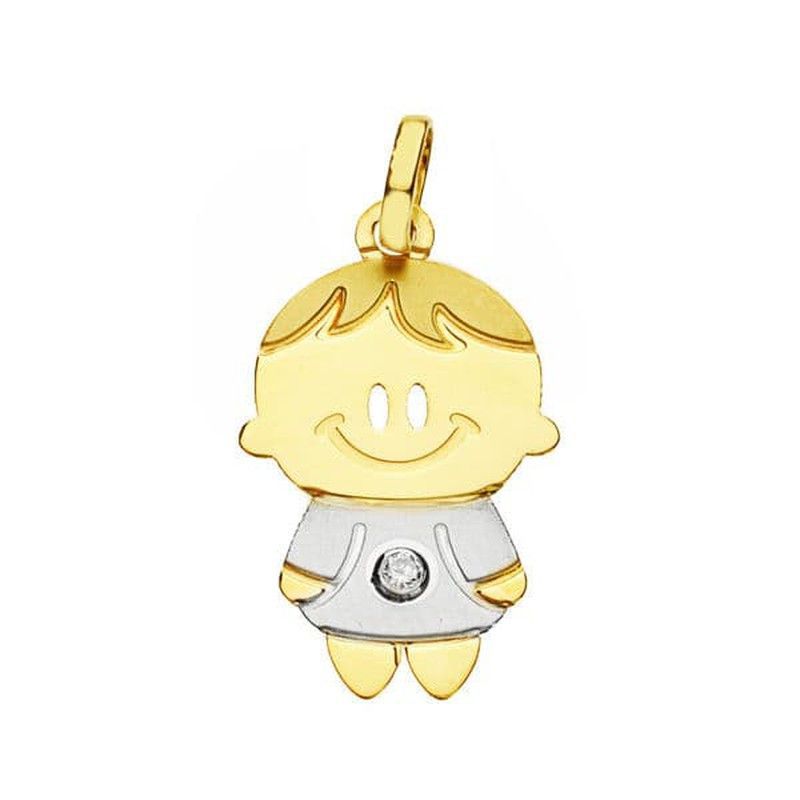 Colgante Oro 9kts Bicolor Plata 22x13mm 9K16303-O Niño