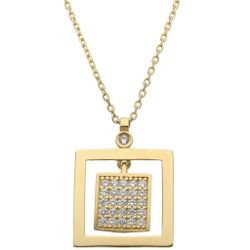 Colgante oro amarillo de 18K con forma de cuadrados y circonitas engastadas