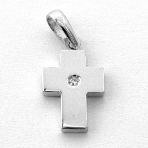 Colgante Oro Blanco 18kts Cruz Con Brillante 13x10mm C1/10807/1