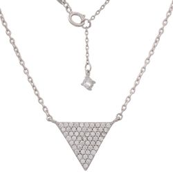 Colgante oro blanco de 18K en forma de triángulo montado con circonitas engastadas