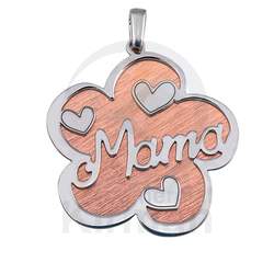 Colgante Plata 072288 Flor Palabra MAMÁ 26mm