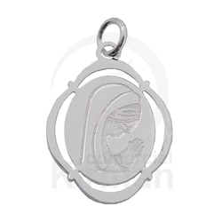 Colgante Plata 072322 Virgen Ovalada Calada 14mm