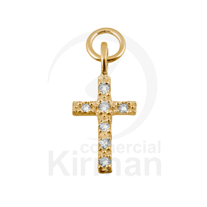 Colgante Plata Dorada 073029 Cruz Cristal 8x12mm