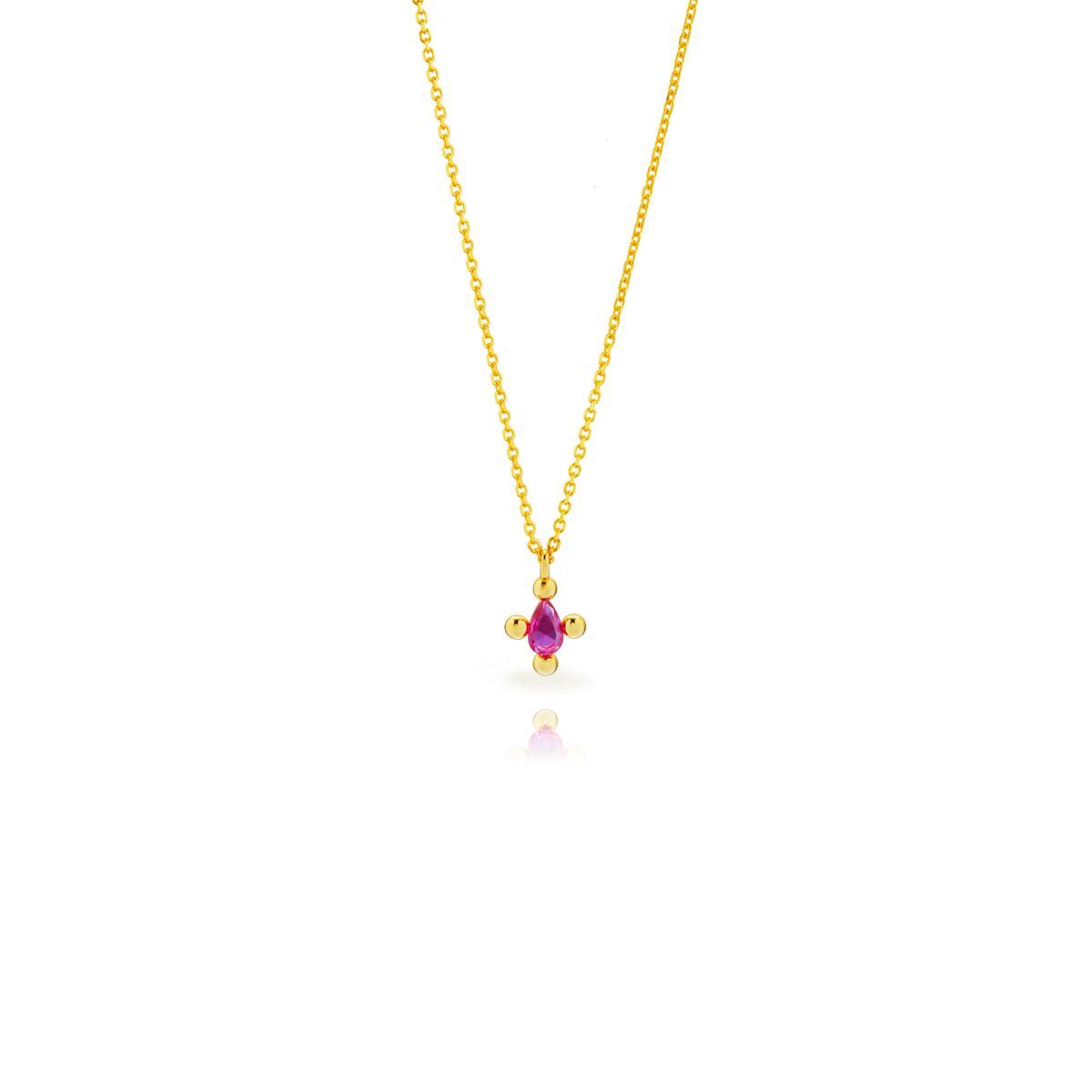 Colgante Plata Dorada 08mm COZ0384DOZR Rubí Lagrima