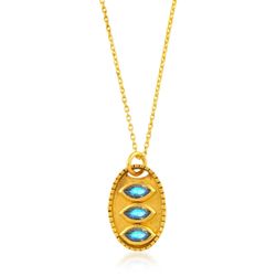 Colgante Plata Dorada 18,5x12,5mm COM0153DOLA Trilogía Piedra Mineral Labradorita Ovalada