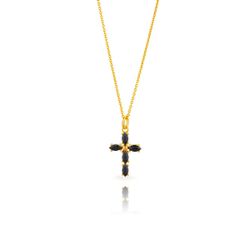 Colgante Plata Dorada 19mm COZ0385DOBK Cruz Circonita Negra