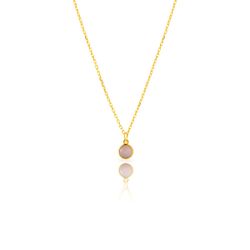 Colgante Plata Dorada 4mm COM0156DOCR Mineral Cuarzo Rosa Redondo