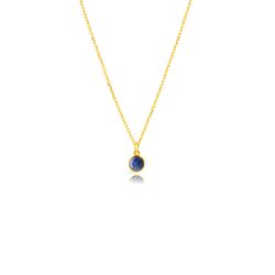 Colgante Plata Dorada 4mm COM0156DOLP Mineral Lapislazuli Redondo