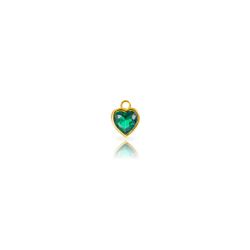 Colgante Plata Dorada 6mm CHZ0071DOZV Piedra Verde Corazón