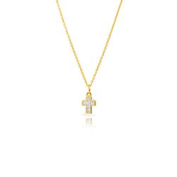 Colgante Plata Dorada 9,5x7,5mm COZ0382DO Cruz Circonita Blanca